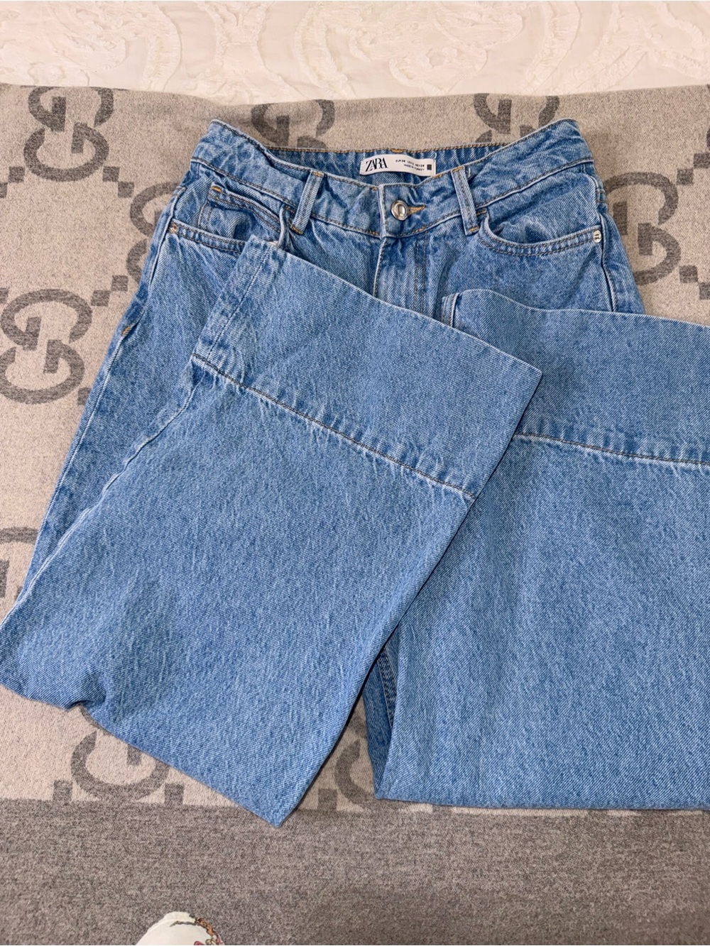 Light Blue Wide Leg Jeans - Women's Flare Denim - Picture 5 of 12